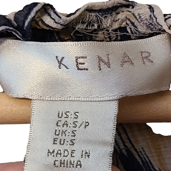 Kenar blue yellow  mid length sleeves see through blouse shirt - Picture 9 of 10